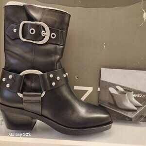 Arezzo "Kaia" Block Bootie Leather Biker style. NIB. Size 6